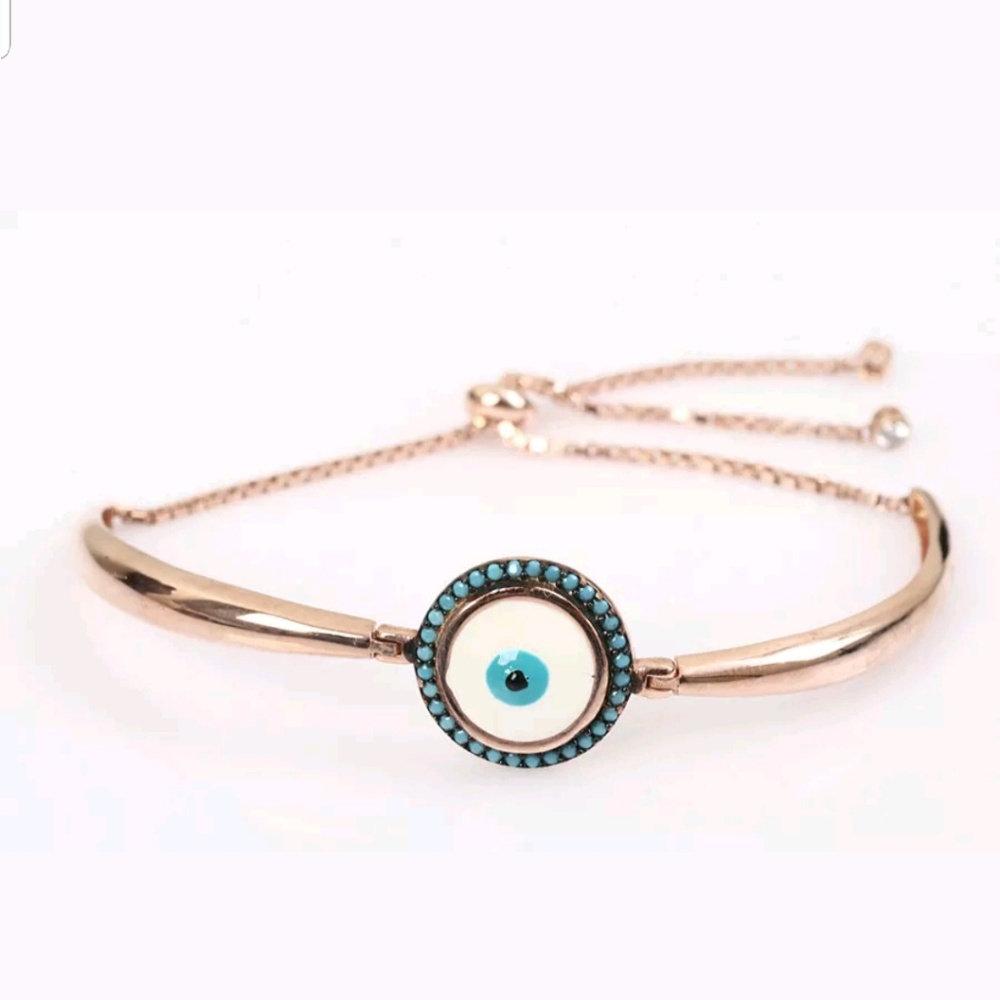 Rose gold evil eye bracelet